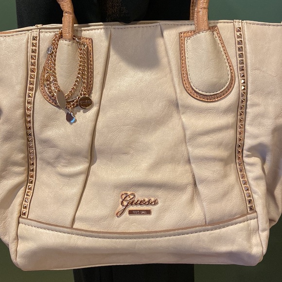 Guess Nude Rosata Handbag with Rose Gold Accents and Hanging Charm Bracelet - Picture 2 of 10